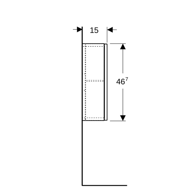 Geberit Hängeschrank quadratisch, 1 Tür 45x46,7x15cm, weiß matt