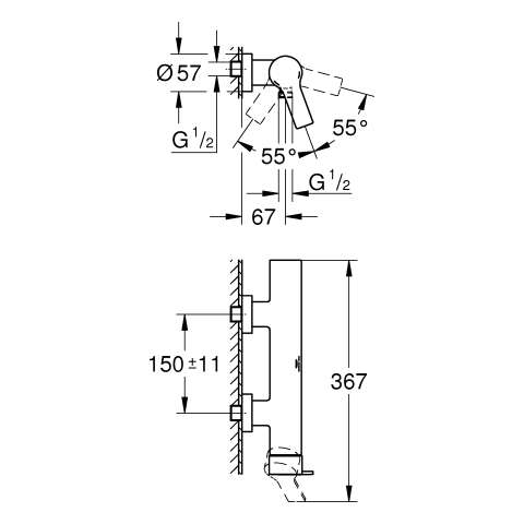 GROHE EH-Brausebatterie Allure 32846_1 Wandmontage chrom