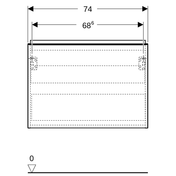 Geberit Acanto US für WT B:75cm, 1 Schubl. 1 i.Schubl., weiß hgl.
