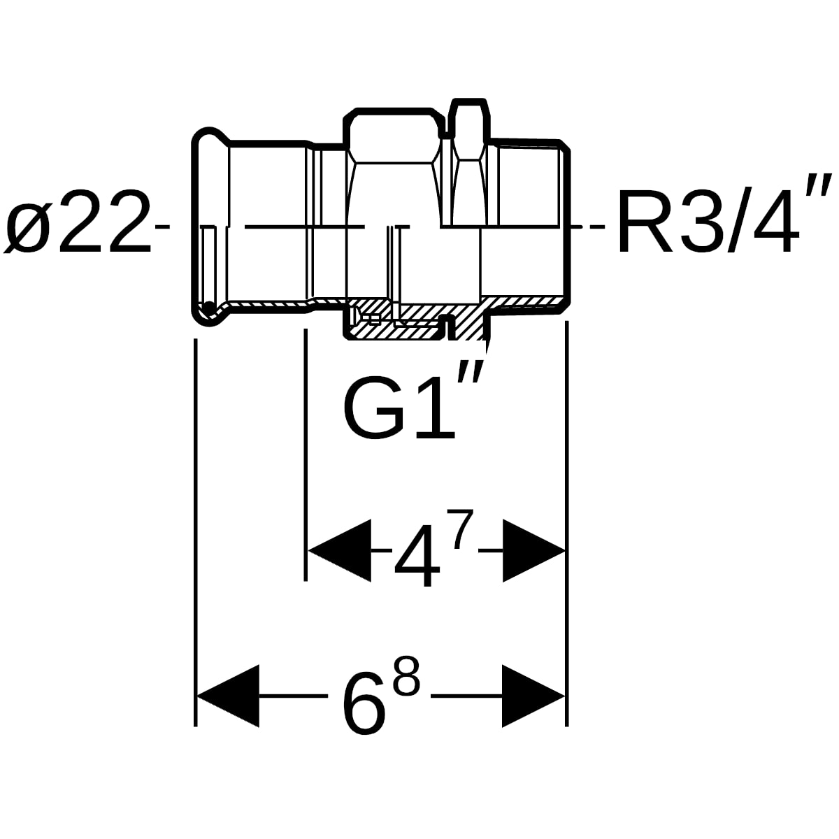 Geberit Mapress Edelstahl Übergangsverschr. mit AG (LABS-frei) d22-R3/4