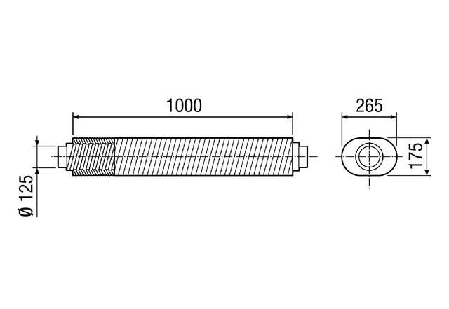 Maico Flacher Ovalschalldämpfer RSOF 12/100 Länge 1000 mm, DN125