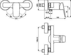IS Brausearmatur AP Ceraplan 220x142x117mm Chrom