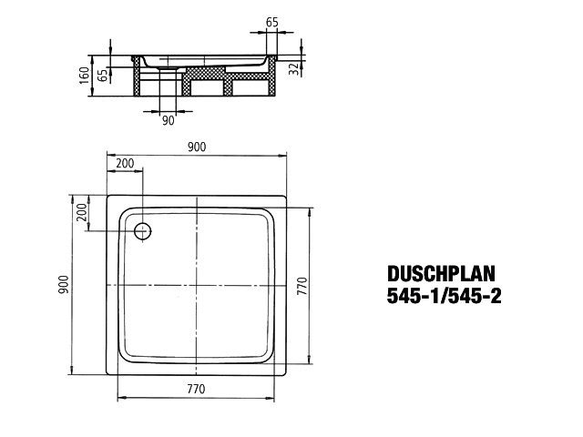 KA DW DUSCHPLAN MIT WANNENTRÄGER Mod. 545-2,900x900mm,bahamabeige,m. WT