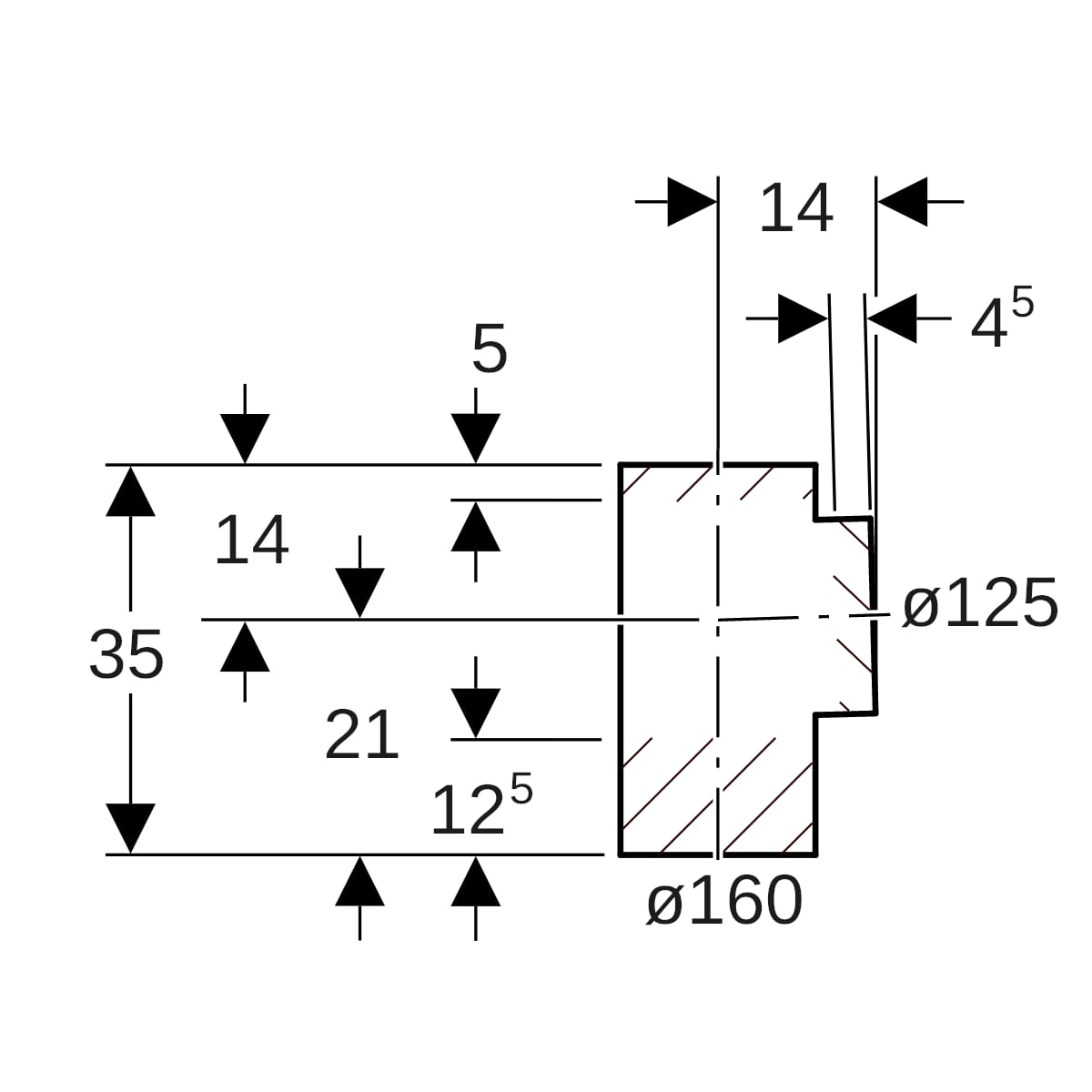 Geberit PE Abzweig 88,5Gr d160/125