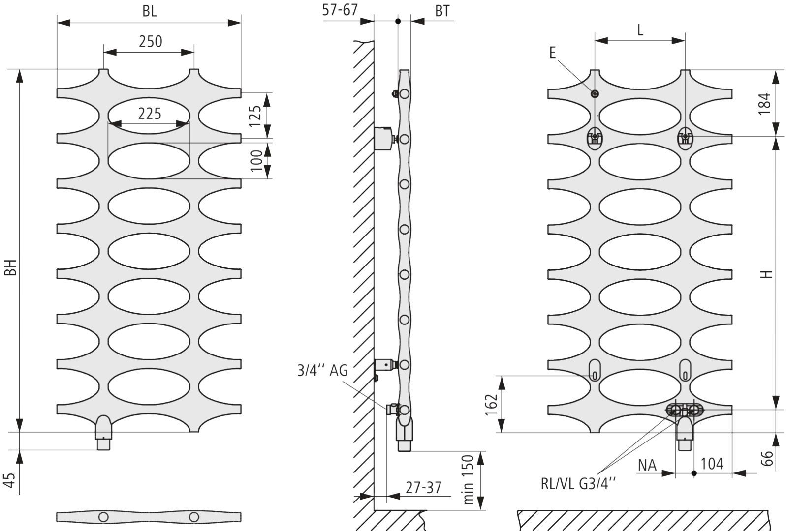 Kermi Ideos-V BH 1133x35x758mm QN564, glanzsilber-metallic