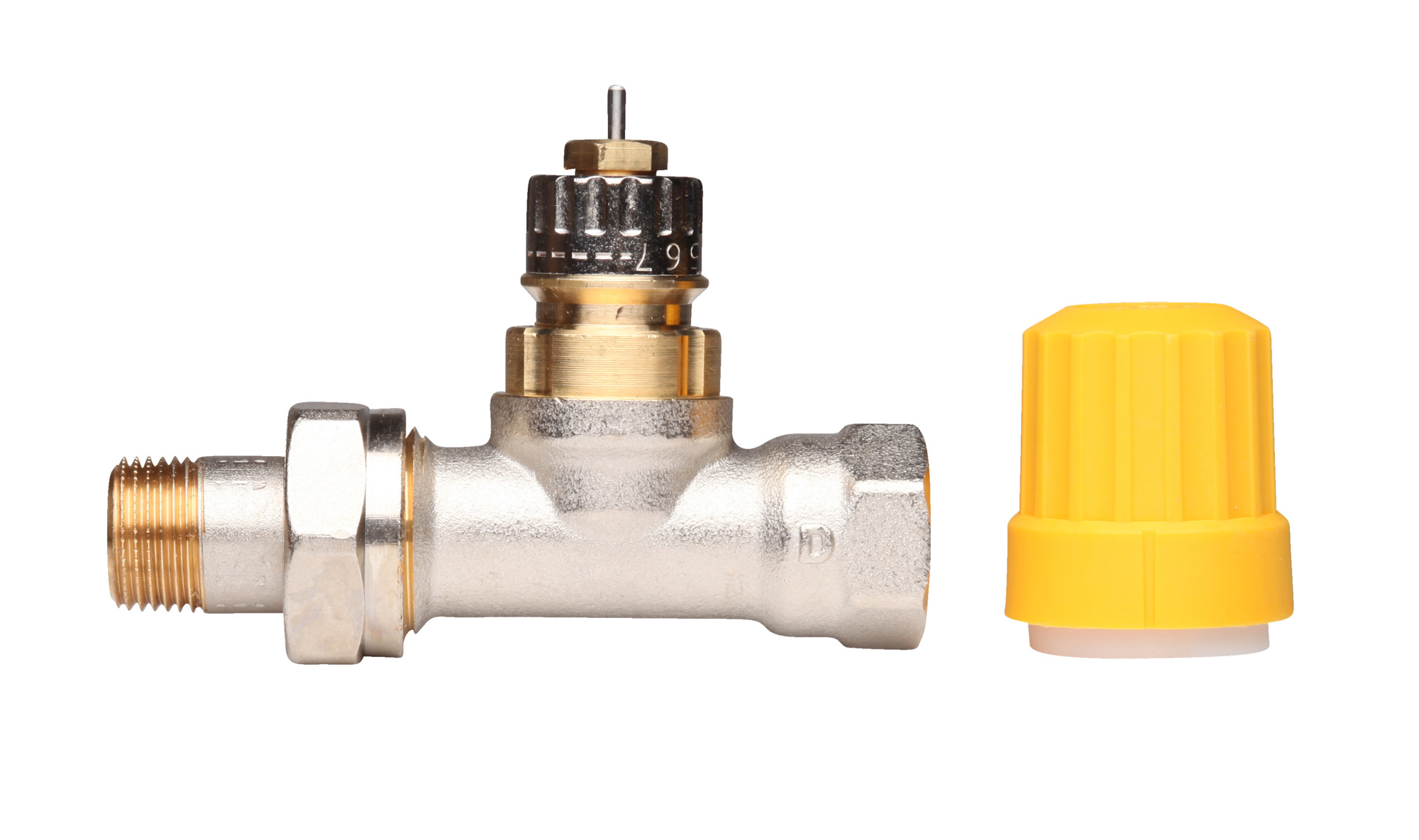 Danfoss Ventilgehäuse RA-UN 10 R 3/8, Durchgang, matt vernickelt