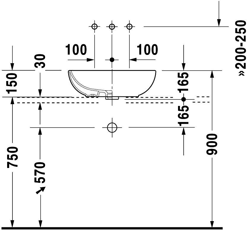DU ASB Design Classics Foster 495 mm, mit ÜL ohne HLB, weiß