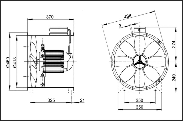 Maico Axial-Rohrventilator DZR 40/2 B DN400, Drehstrom
