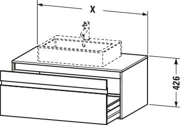 DU WTU wandhängend Ketho 550x1200x426mm 1 Auszug, für ASB mi., weiß matt