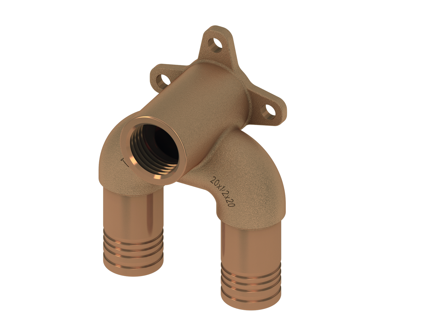 TECElogo-Push Universal-Doppelw. Dim. 20xRp 1/2" x20, Rotguss/Si-Bronze