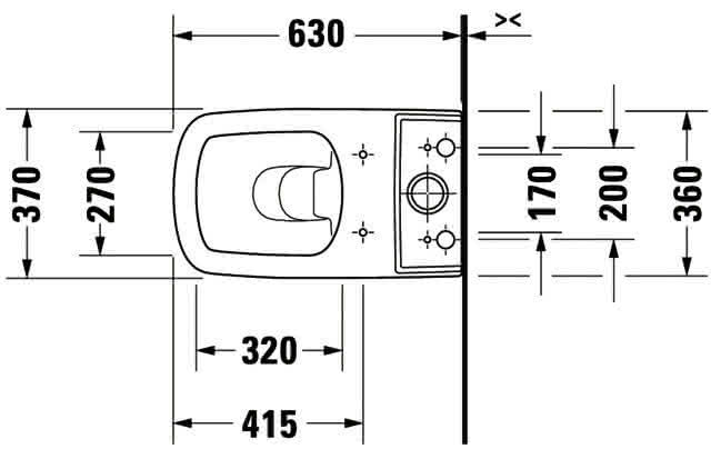 DU Stand-WC Kombi DuraStyle 630 mm Tiefspüler, f.SPK, Abg.Vario, weiß