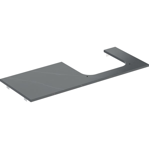 Geberit ONE WT-Platte, Ausschnitt re, für AWT 120x2x47cm, Marmoroptik schwarz matt