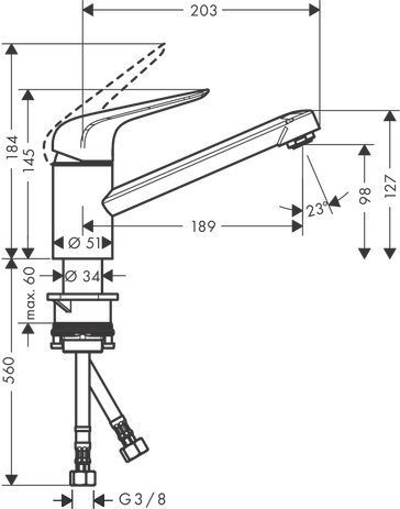 Hansgrohe Spültischmischer 100 Focus M42  1jet chrom