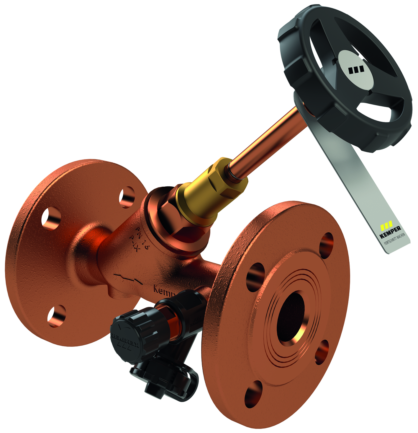 KEMPER Freistrom-Absperrventil Rotguss m.Entl. Flansch DN80