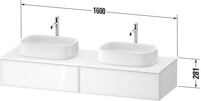 Duravit Konsolen-WTU wh. Zencha 550x1600x281mm Eiche Schwarz/Graphit Sup