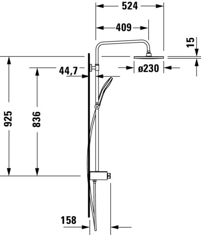 DU Duschsyst.Shelf 1050 MinusFlow Brausethermostat, Chrom Weiß Hochglanz