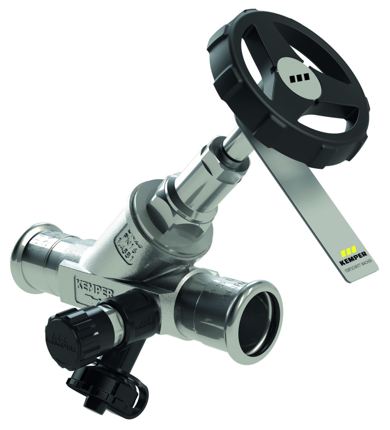 KEMPER NIRO Freistrom-Absperrventil Edelstahl, m.Entl., MAPRESS DN50/54mm