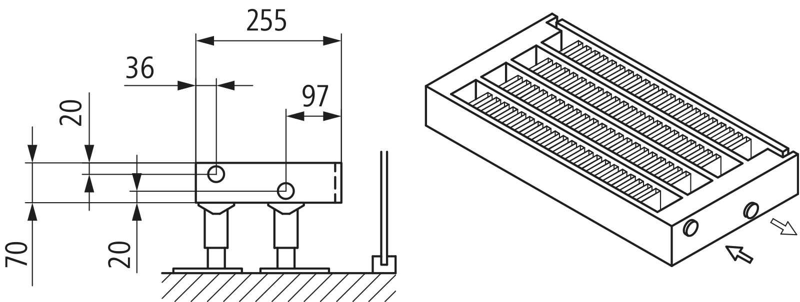 Kermi Kon m. Str. Typ44 BH210x255x4800 QN9173, weiß, 6bar, o. Abd., AB Uni.