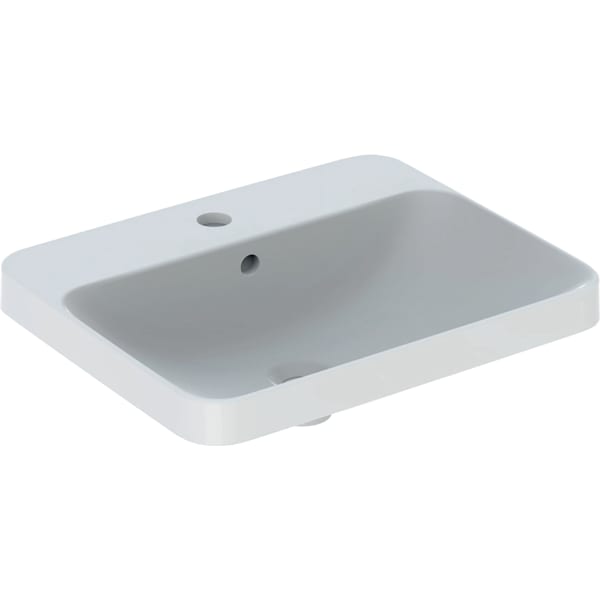 Geberit VariForm Einbauwaschtisch, rechteckig mit HLB, 55x45cm, m. Ül., glasiert/weiß