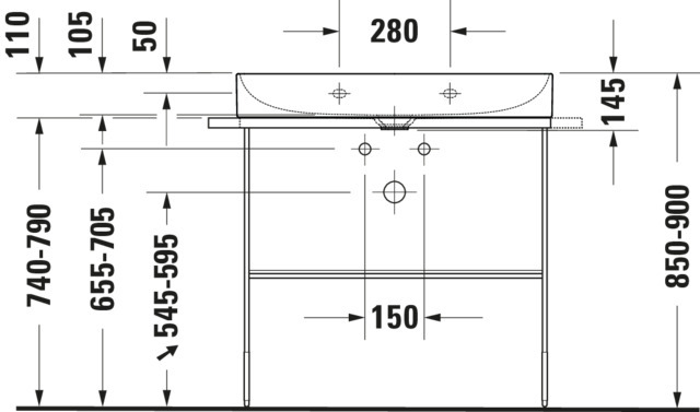 DU Möbelwaschtisch DuraSquare 800mm o. ÜL, mit HLB, 1 HL, weiß WonderGliss