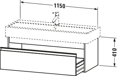 DU WTU wandhängend Ketho 440x1150x410mm 1 Auszug, für 045412, weiß hochglanz
