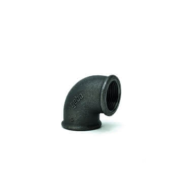 gebofittings Temperguss Gewindefittings 90 - Winkel 90  - 2", schwarz