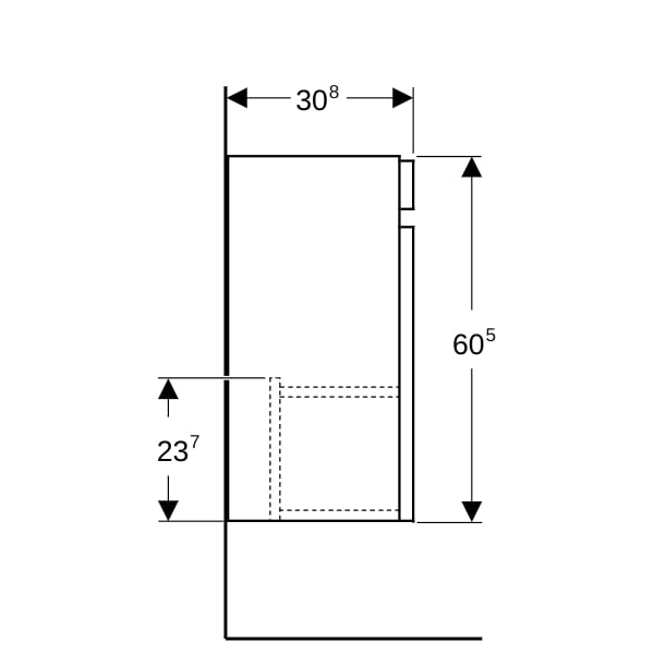 Geberit Renova Plan US für HWB, 1 Tür 38,4x60,5x30,8cm, Nussbaum hickory hell