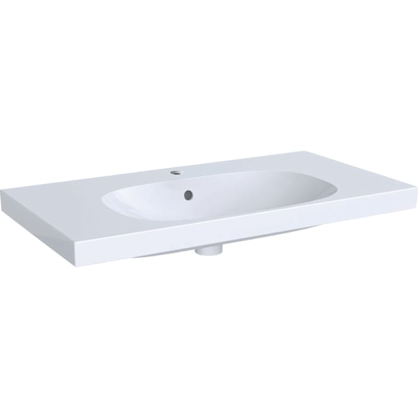Geberit Acanto Waschtisch m. Ablg., 90x48cm einfache Bef., m. Hl., m. Ül., weiß Tect