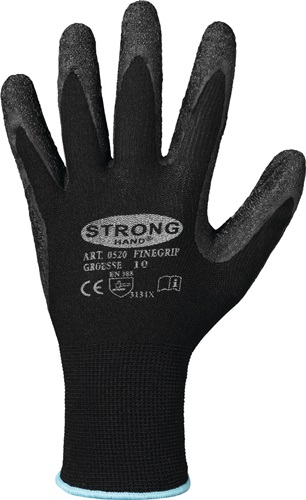 Handschuhe Finegrip Gr.12 schwarz EN 388 PSA II Nyl.m.Schrumpf-Latex STRONGHAND Handschuhe Finegrip Gr.12 schwarz EN 388 PSA II Nyl.m.Schrumpf-Latex STRONGHAND