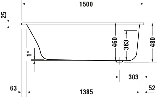 DU Qatego BW 1500x750mm Einbau Acryl,Rückenschr.1 Variabel, Weiß