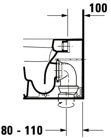 DU Stand-WC DuraStyle 570 mm Tiefspüler, Abg.waagr., BTW, weiß