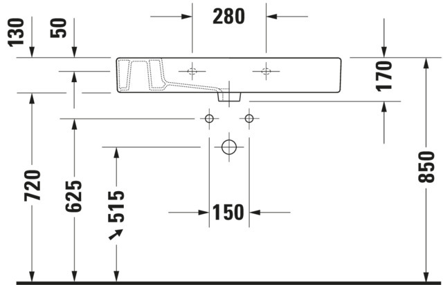 DU Möbelwaschtisch Vero 850 mm mit ÜL, mit HLB, 1 HL, weiß WonderGliss