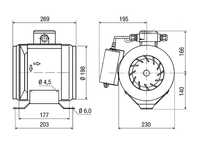 Maico Rohrventilator ERM 22 Ex e/60 Hz Halbradial, Ex-Schutz, DN220, 60 Hz