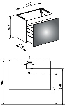 KEUCO WTU X-Line 33162, 1 Auszug, cashmere/Glas cashmere, 800x605x490mm