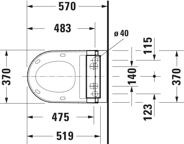 DU Wand-WC ME by Starck 570mm,TS,rimless Durafix, f.SW m.verd.Anschl., weiß HyG