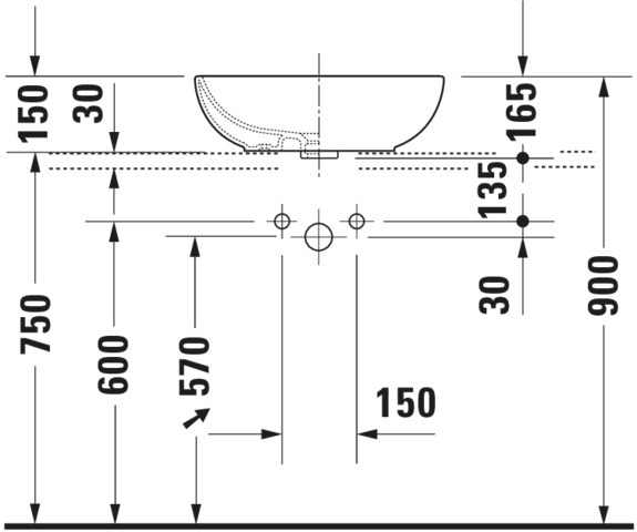Duravit Aufsatzbecken 2nd floor Foster 495 mm mit ÜL ohne HLB, weiß WonderGliss