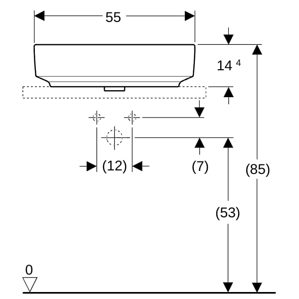 Geberit VariForm Aufsatz-WT, elliptisch 55x40cm, o. Hl, o. Ül., weiß