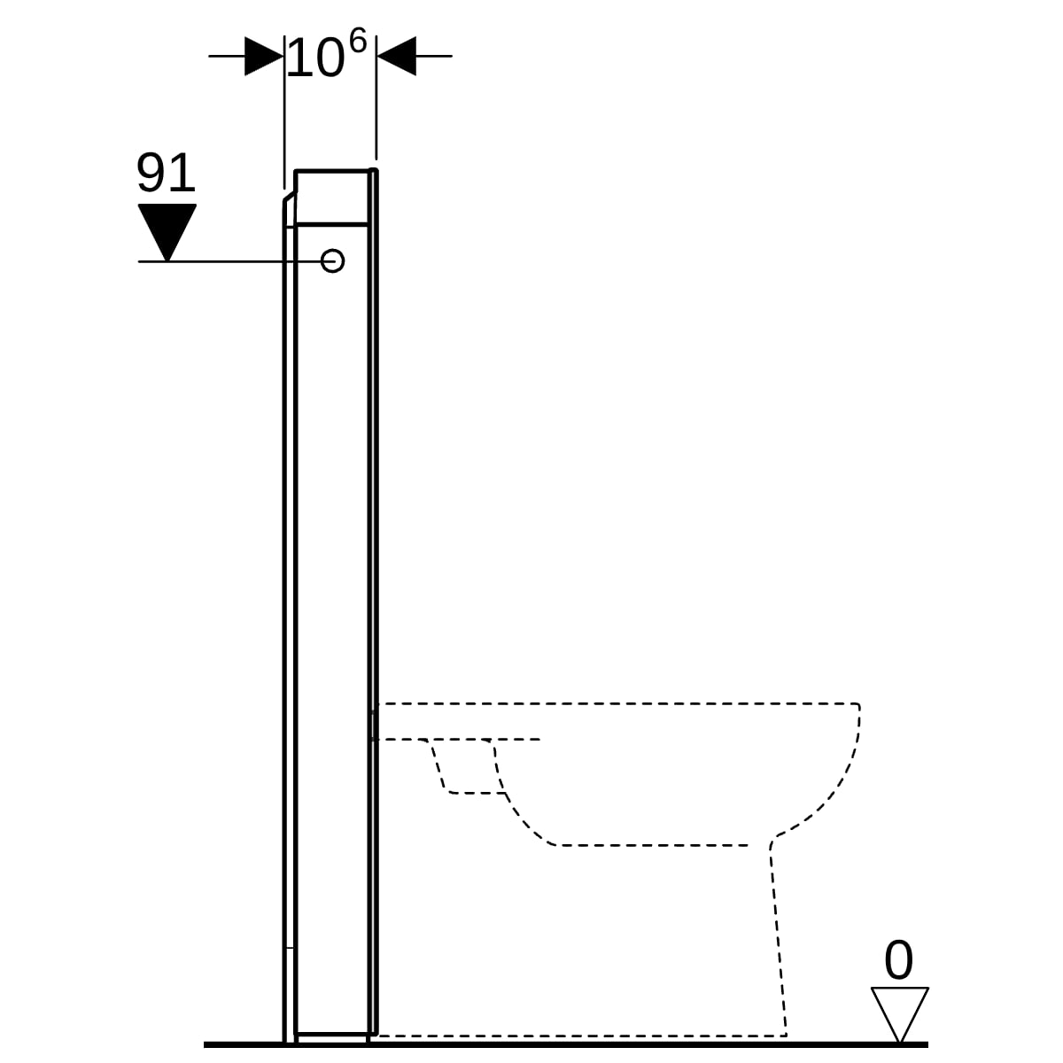 Geberit Monolith Sanitärmodul für Stand-WC 101cm, Glas schwarz /schwarz Alu. gebü.