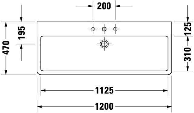 DU Waschtisch Vero 1200 mm m.ÜL, m.HLB, 1 HL mitte, weiß