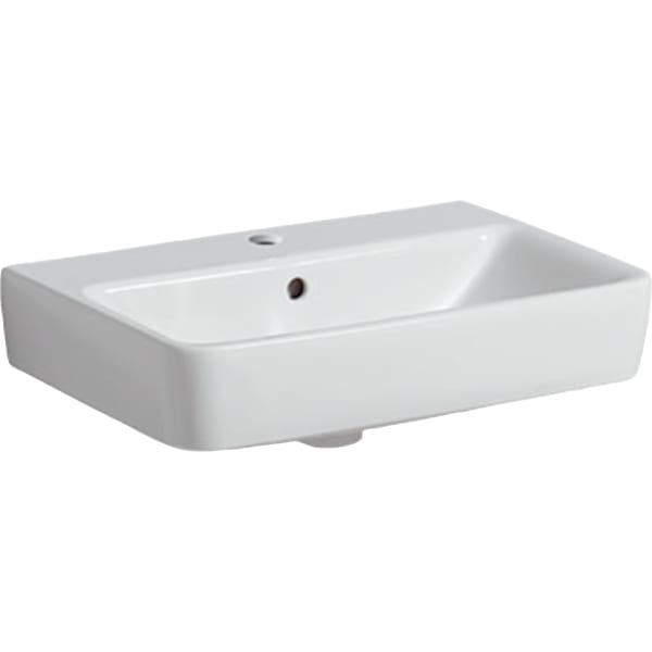 Geberit Renova Compact Waschtisch, 55x37cm m. Hl., m. Ül., weiß, KeraTect