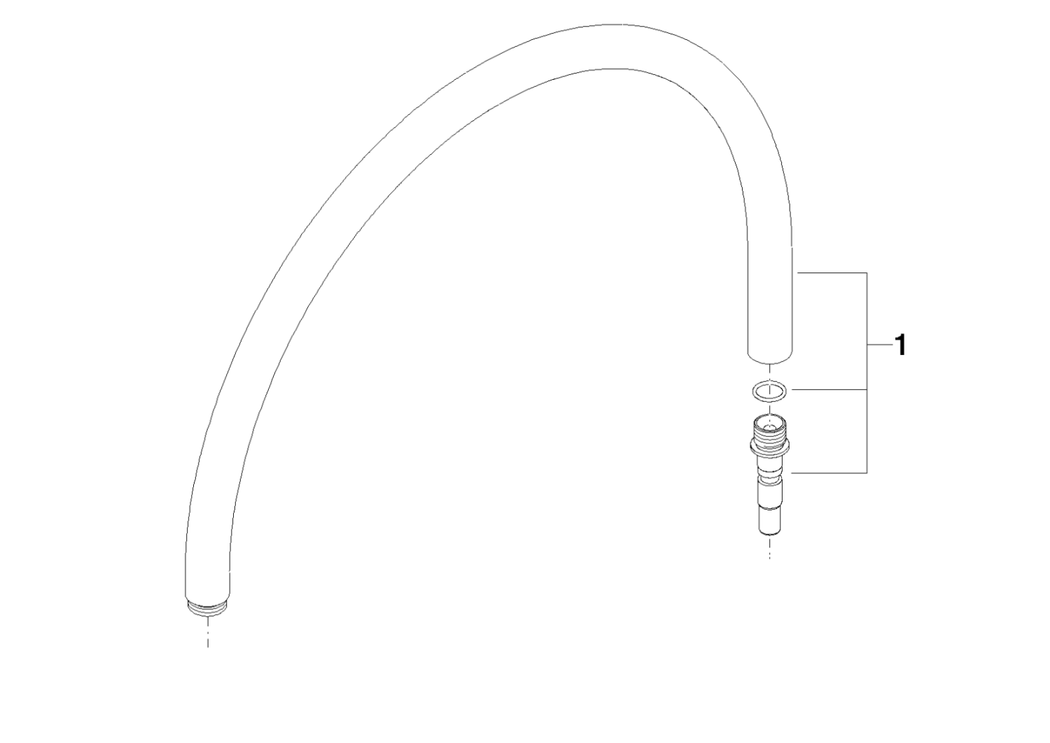 DO Rohr für Brausegarnitur ERSATZTEILE 90282208201 D 25 x 794 mm Chrom