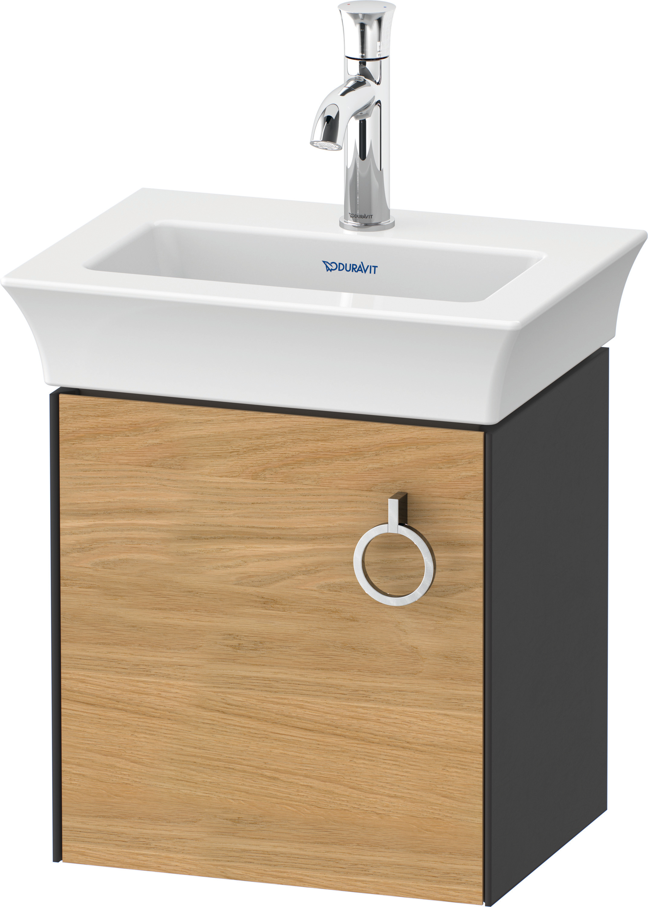 Duravit WTU wandh. White Tulip,1 Tür m.Griff 410x384x298,TA l.,Eiche N.M./Graph.Sdm
