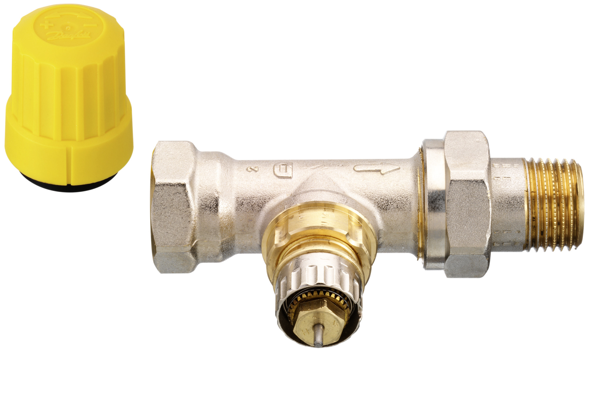 Danfoss Ventilgehäuse RA-UN 15 R 1/2, Durchgang, matt vernickelt
