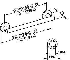 KEUCO Haltegriff Plan Care 34901, silber-eloxiert, 682 mm
