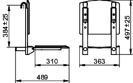 KEUCO Klappsitz Plan Care 34981, mit R-Lehne z.Einh., sil-elox/lichtgrau