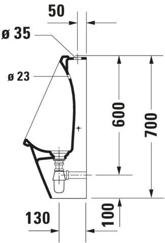 Duravit Urinal Starck 3, Zulauf von oben rimless, ohne Fliege, weiß, HYG
