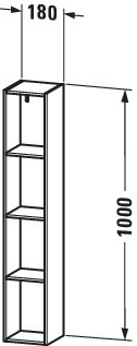 Duravit Regalelement L-Cube 180x180x1000mm vert., 4 Fächer, Betongrau Matt