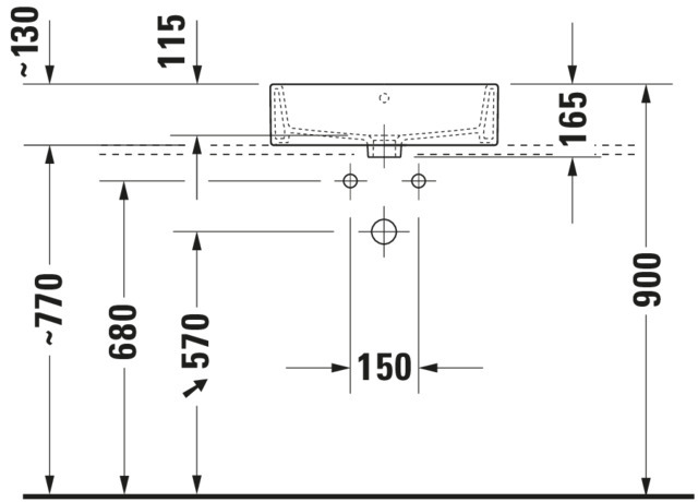 DU Aufsatzbecken Vero Air 500mm,weiß o.ÜL,m.HLB,1HL,geschl.,RWglasiert,WG