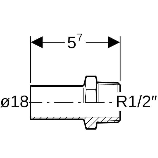 Geberit Mapress Kupfer Übergang mit AG und Einschubende Rg d18-R1/2