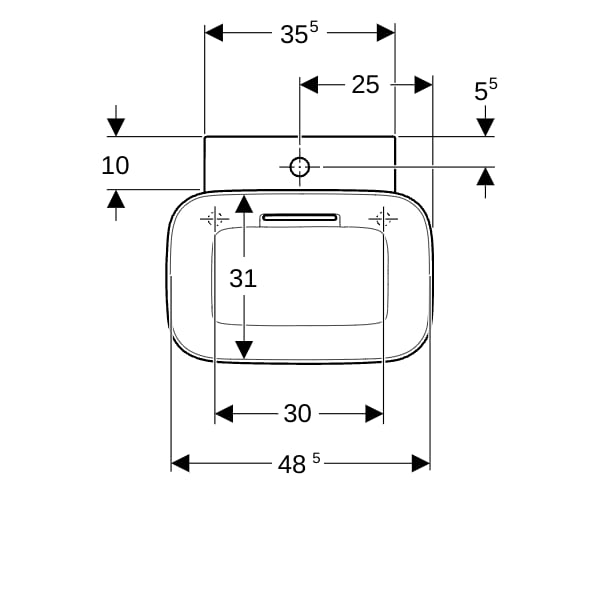 Geberit ONE AS-WT, SF, 50x42,5cm, CleanDrain m. Hl., o. Ül., weiß, matt/weiß glzd.